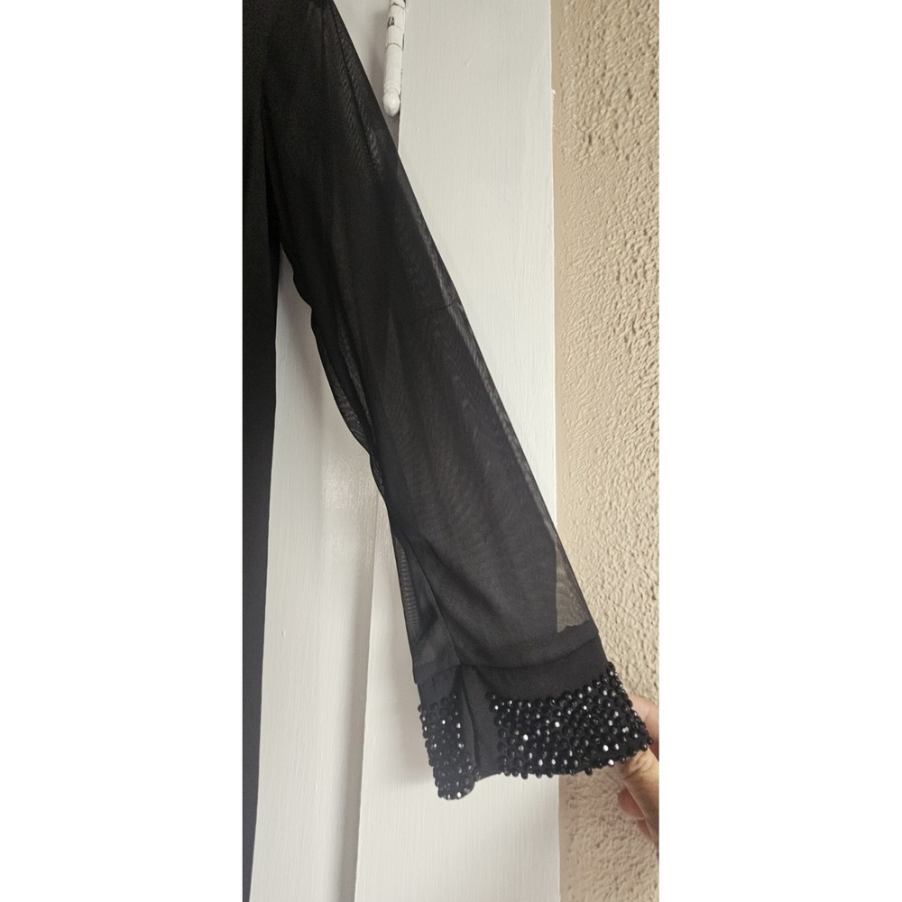 NWT ANNALEE + HOPE woman XL black sheer beaded cuffs swing dress - Picture 7 of 8